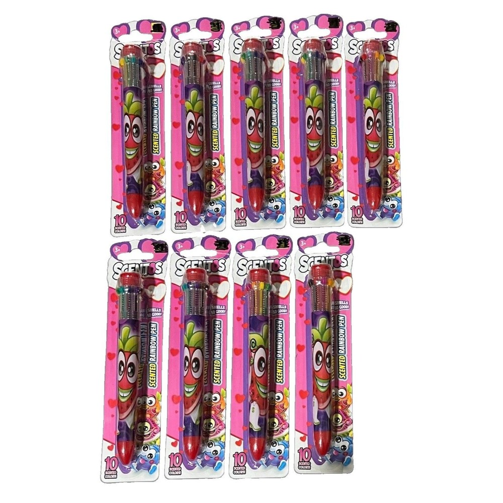 Scentos Rainbow Scented Pens Lot of 9 Sealed 10 Color Ballpoint School Supplies